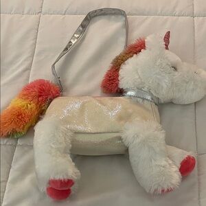 Plush Unicorn Kids Bag - White and Pink